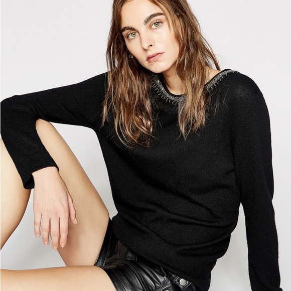 THE KOOPLES Embellished Jumper wool cashmere sweater black womens size 2 - Picture 2 of 6